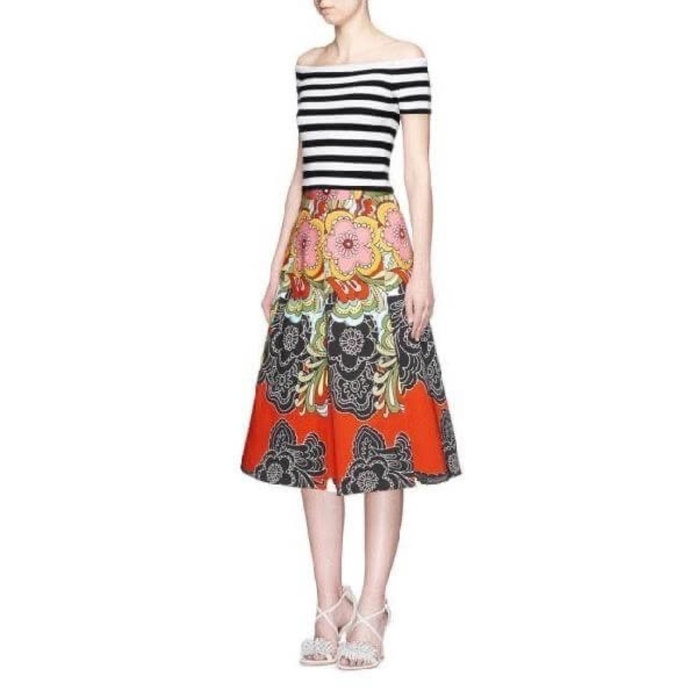 Alice + Olivia Eartha Print Cotton Jacquard Midi Skirt Size 6